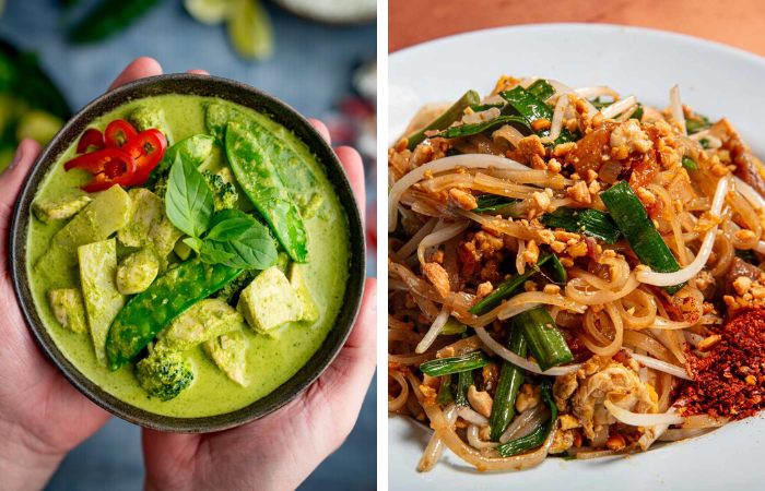 Curry verde y Pad thai